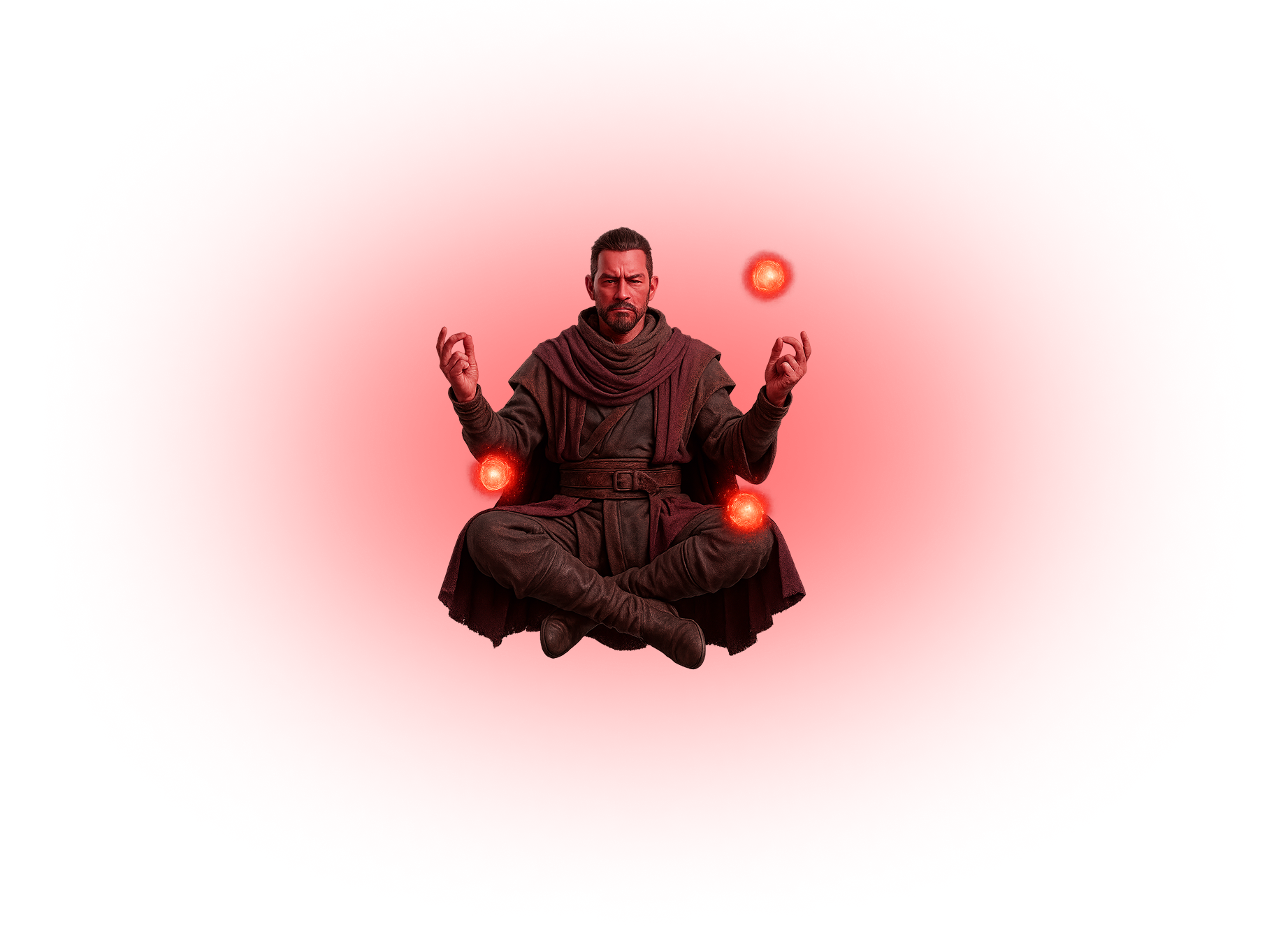 Mystical character with energy orbs